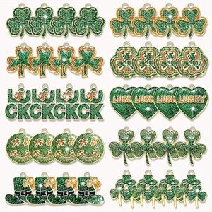☘️St. Patrick’s Day Gold Enamel Charm Earrings - Shamrock & Lucky Designs✨